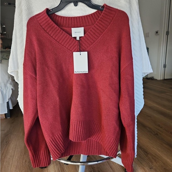 Reformation Sweaters - Reformation Rich Red V-Neck Sweater